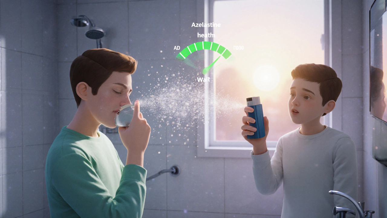 Avatar using nasal spray and inhaler with health meter rising.