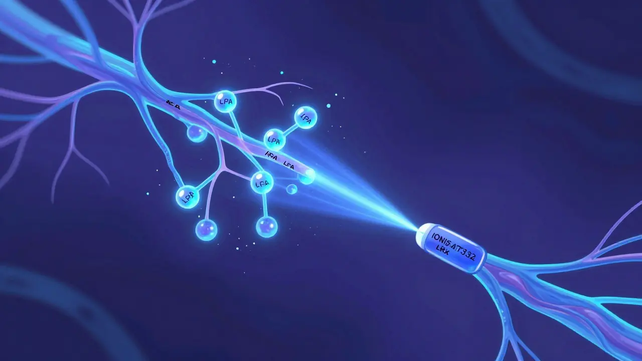 A neural pathway glowing with itch-causing molecules, being silenced by a laser-like molecule targeting the autotaxin enzyme at the root of cholestatic pruritus.
